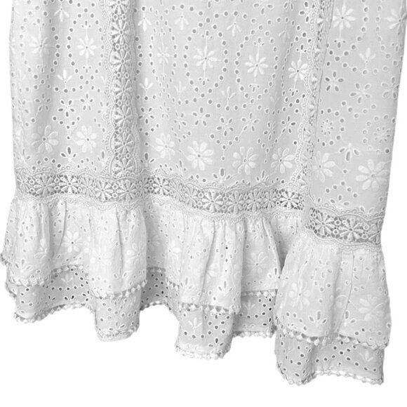 Charo Ruiz Nawa Crochet Lace Trim Square Neck Cotton Mini Dress, White, XS - Picture 8 of 15